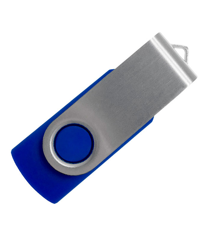 Флеш накопитель USB 2.0 Twister, пластик Софт Тач/металл, синий/серебристый, 16 Gb