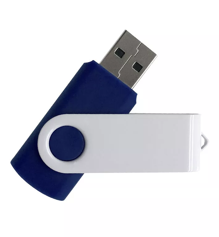 Флеш накопитель USB 2.0 Twister Color Mix, пластик Софт Тач/метал, синий/белый, 16 Gb