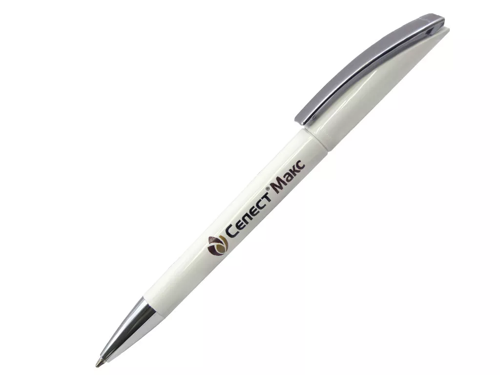 Ручка шариковая, пластик, металл, белый/серебро, EVO