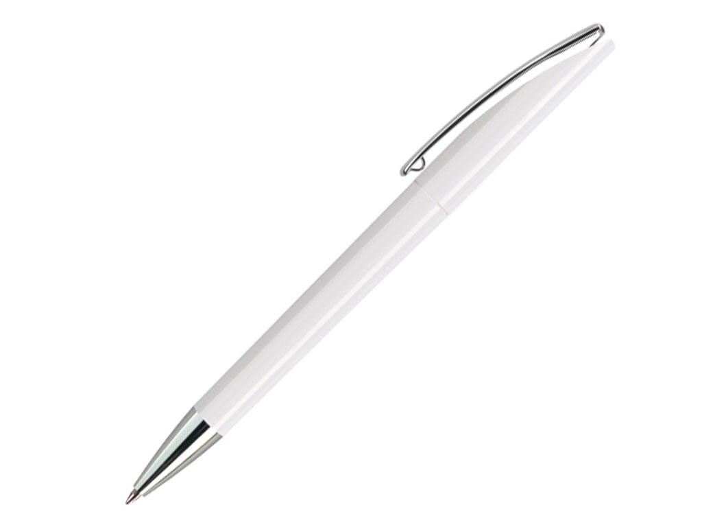 Ручка шариковая, пластик, металл, белый/серебро, EVO
