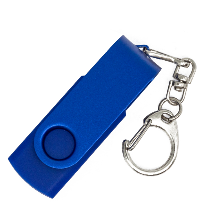 Флеш накопитель USB 2.0 Twister, пластик Софт Тач/металл, синий/синий, 16 Gb