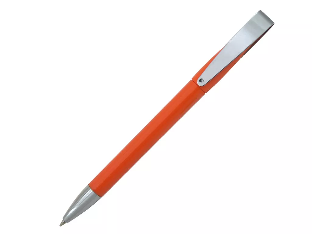 Ручка шариковая, пластик, металл, оранжевый/серебро