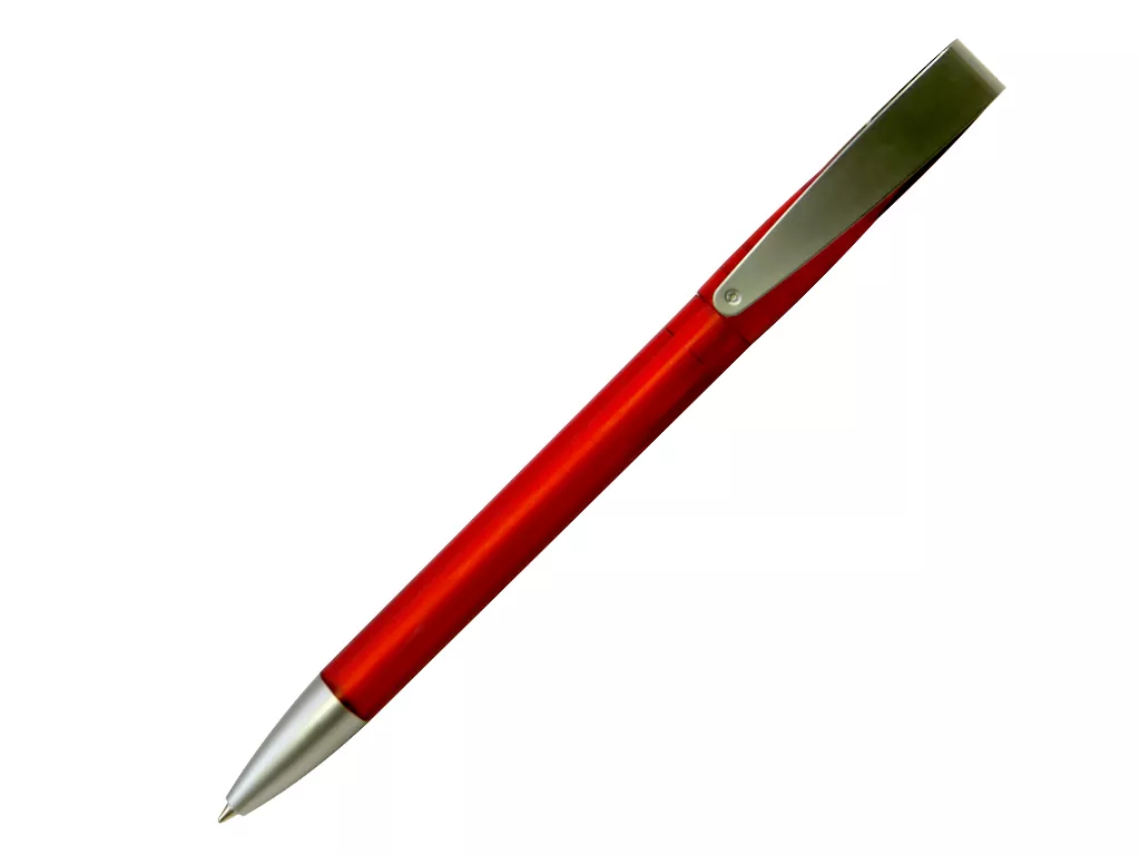 Ручка шариковая, пластик, фрост, металл, красный/серебро