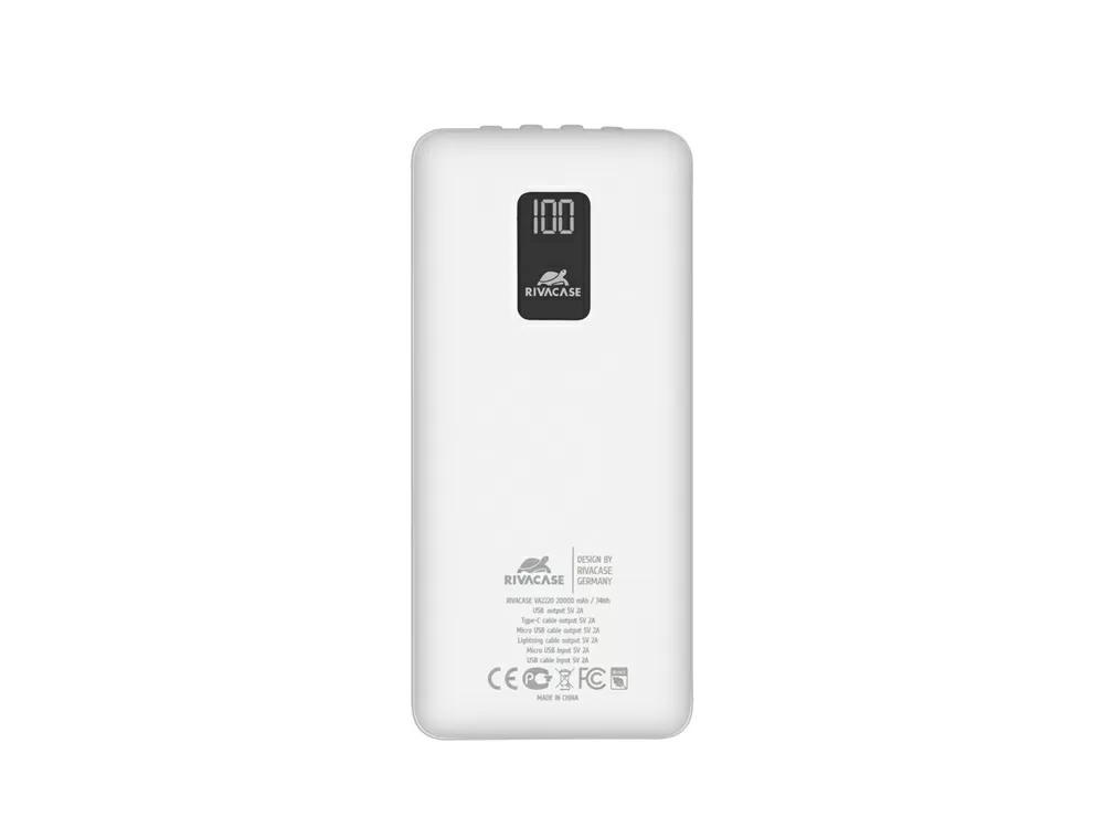 Внешний аккумулятор с дисплеем и встроенными кабелями VA2220, 20000 mAh