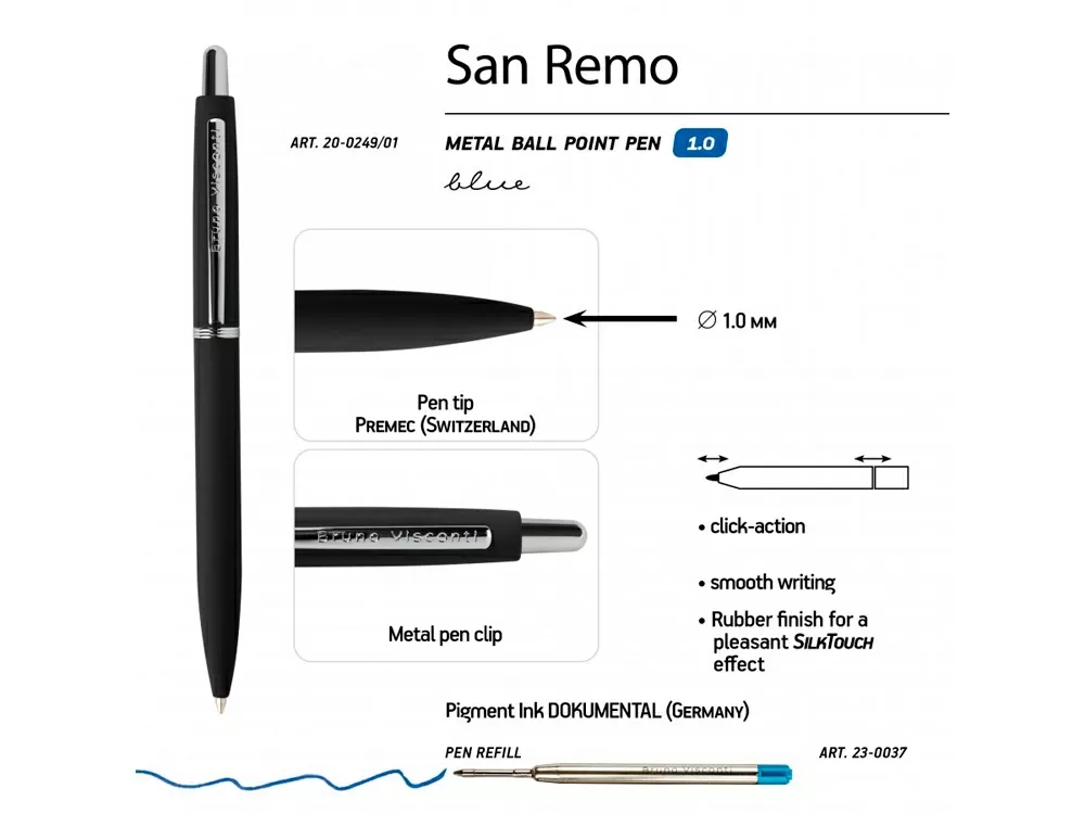 Ручка металлическая шариковая San Remo, софт тач