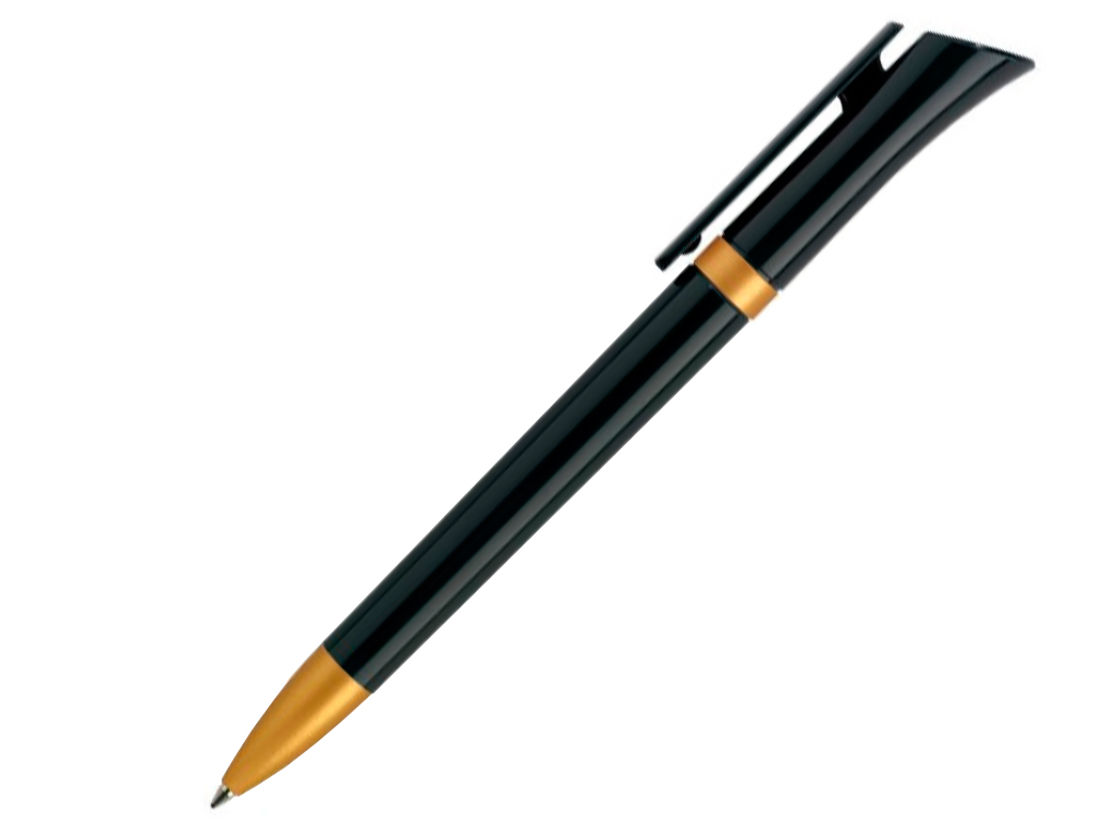Ручка шариковая, пластик, черный/золото, GALAXY