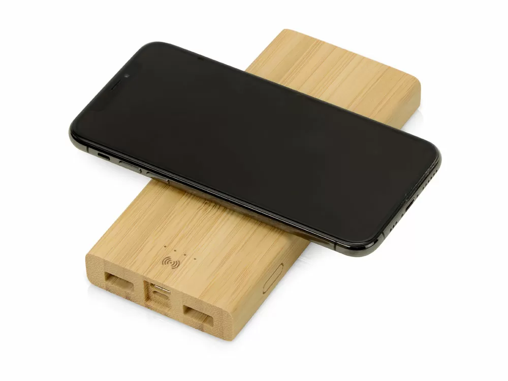 Внешний беспроводной аккумулятор из бамбука Bamboo Air, 10000 mAh