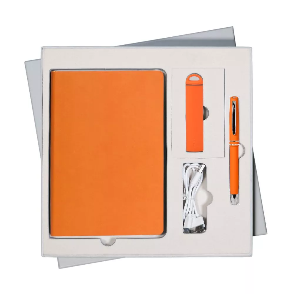 Подарочный набор Portobello/Latte оранжевый (Ежедневник недат А5 Ручка Power Bank)