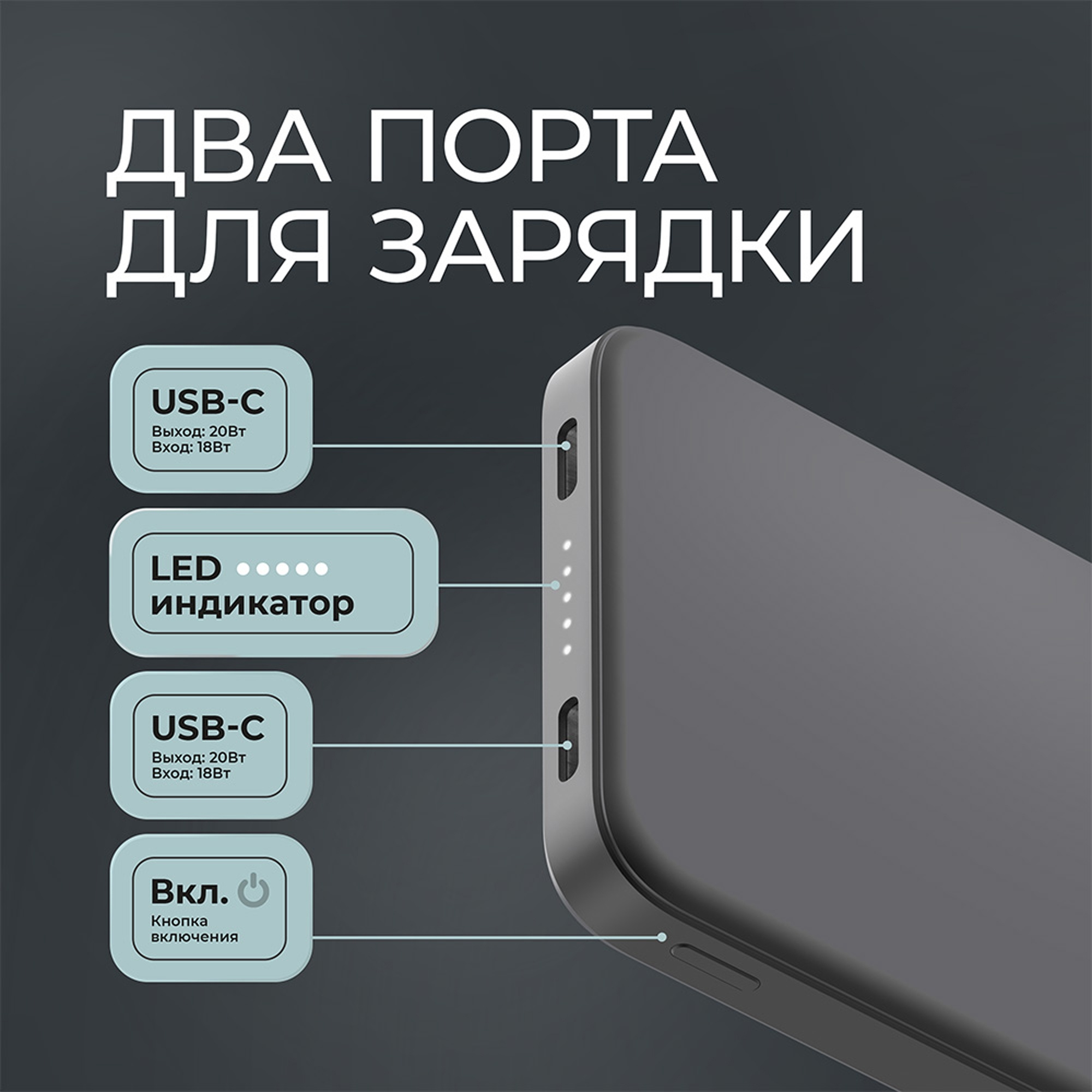 Внешний АКБ NRG Turbo S 10000 mAh, 20Вт